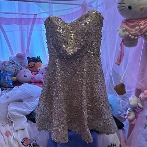 rosegold sequin prom dress